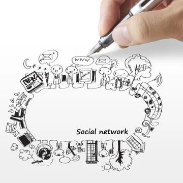 Hand draws a social network Stock Illustration