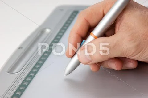 Hand draws tablet pc Stock Photos