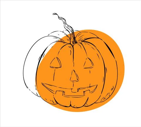 Hand drfawn Pumpkin, outline vector, linear style isolated on white backgroun Stock Illustration