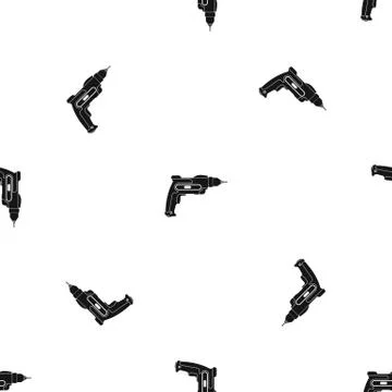 Hand drill pattern seamless black Stock Illustration