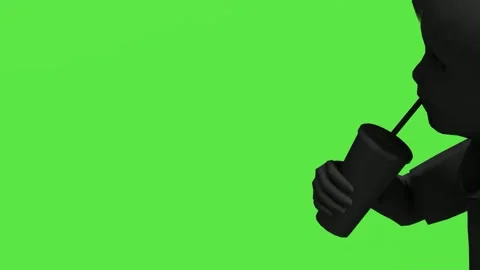 Hand Drinking Straw Cup Green Screen Silhouette Видео 339865493
