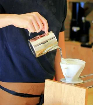 Hand drip coffee 스톡 사진
