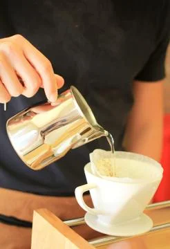 Hand drip coffee 스톡 사진