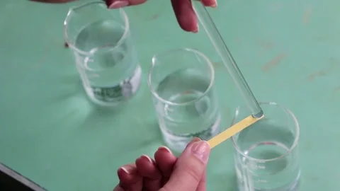Hand dripping pH indicator into test Video stock 75913320