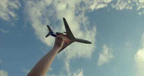 The hand drives a model airplane Video stock 154800370