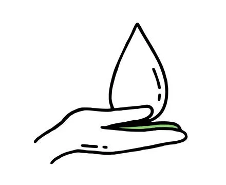 A hand with a drop of water. Co2 concept of climate change. Recycling. Vector Stock Illustration