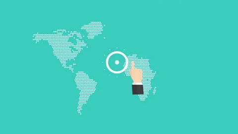 Hand dropping continents from world map, flat animation Stock Footage 213354065