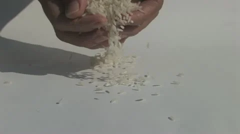 Hand dropping rice Stock Footage 11706572