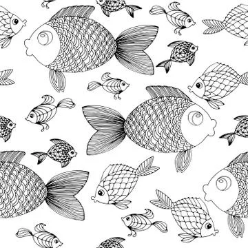 Hand drow Fish background. Second set. Ilustração Stock
