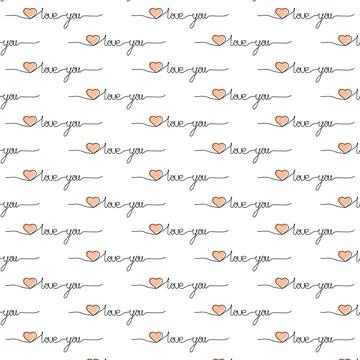 Hand drown style seamless pattern love you Stock Illustration