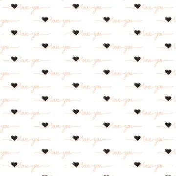 Hand drown style seamless pattern love you Stock Illustration