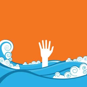 Hand of drowning Stock Illustration