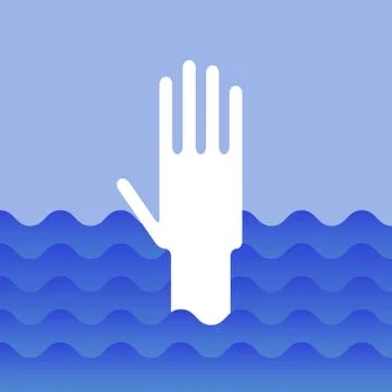 Hand of drowning man Stock Illustration