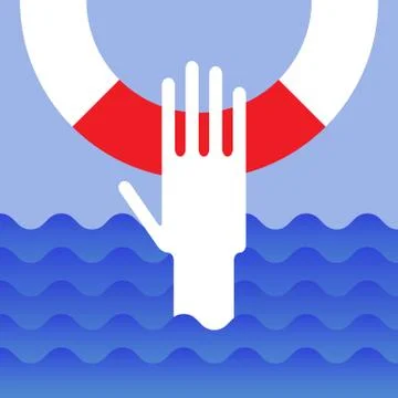 Hand of drowning man Stock Illustration