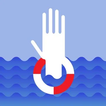 Hand of drowning man Stock Illustration