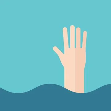 Hand of drowning man Stock Illustration