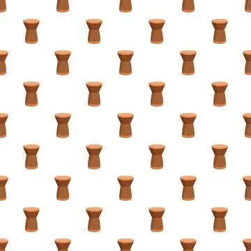 Hand drum seamless pattern on white background Stock Illustration