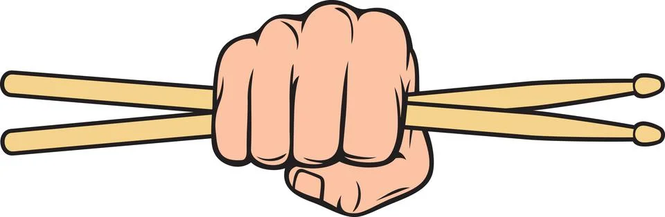 Hand with drum sticks Stock Illustration