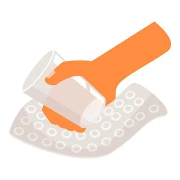 Hand drying glass with bubble wrap towel after washing dishes Stock Illustration