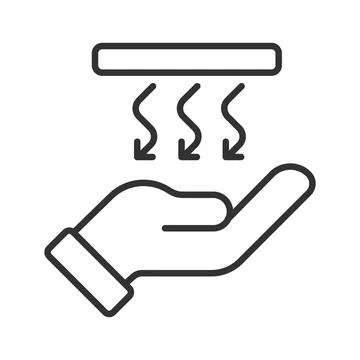 Hand drying icon in line design. hand dry warm hygiene care clean sanitation Stock-Illustration