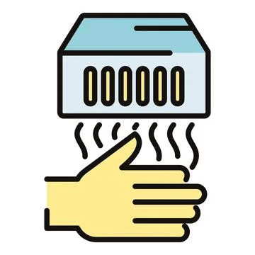 Hand drying using electric air dryer maintaining hygiene Ilustración de archivo