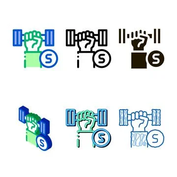 Hand dumbbell icon vector pack outline Иллюстрация