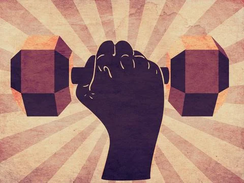 Hand with dumbbells design textured Stockillustratie