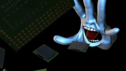 Hand Eats many CPU -detail- Stock Footage 108171952