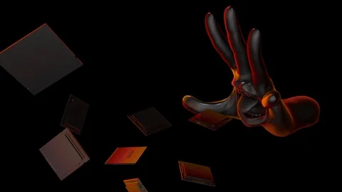 Hand Eats many CPU - models with shades of red Stock Footage 108171785