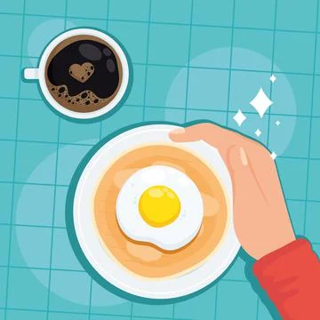 Hand with eggs and coffee Stock Illustration