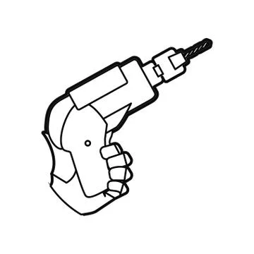 Hand electric drill carpentry tool Stock Illustration