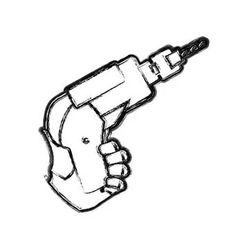 Hand electric drill carpentry tool Stock Illustration