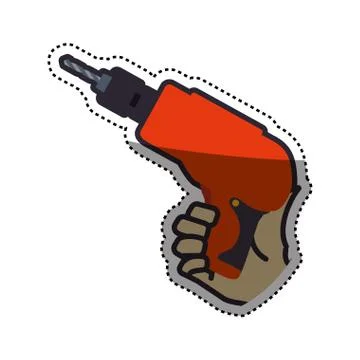 Hand electric drill carpentry tool Stock Illustration