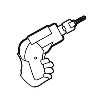 Hand electric drill carpentry tool Stock Illustration