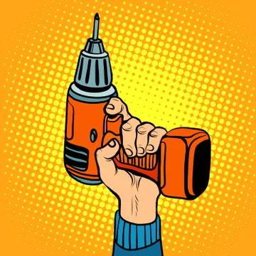 Hand with an electric drill Stock Illustration