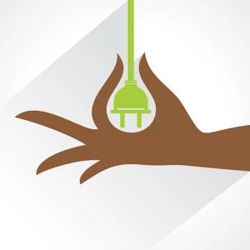 Hand with electric-plug stock vector Stock Illustration