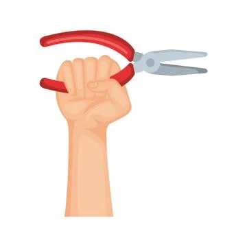 Hand with electrical clamps tool icon Stock Illustration