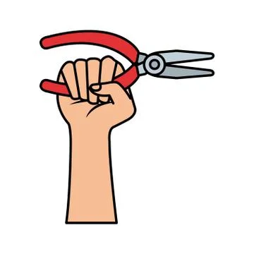 Hand with electrical clamps tool icon Stock Illustration