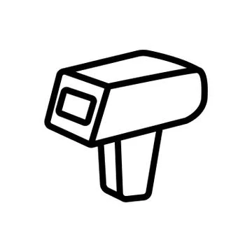 Hand electronic barcode scanner icon vector outline illustration Stock Illustration