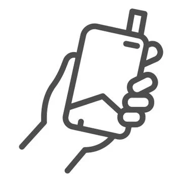 Hand with electronic cigarette line icon, Smoking concept, E cigarette in hand Stock Illustration