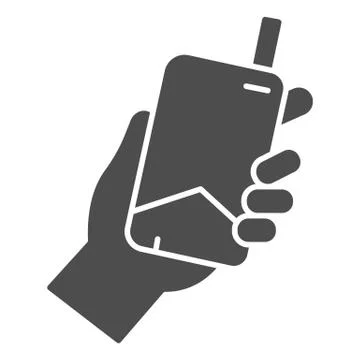 Hand with electronic cigarette solid icon, Smoking concept, E cigarette in hand Stock Illustration