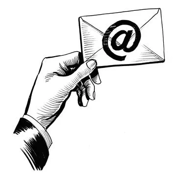 Hand with email Illustrazione stock