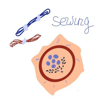 Hand embroidery concept thread embroidery tools Stock Illustration