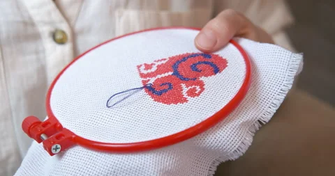 Hand embroidery. Stock Footage 162504538