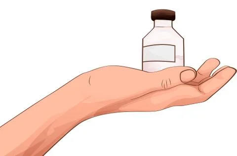 Hand with an empty bottle, cartoon Stock Illustration