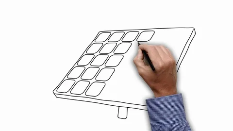 Hand of engineer drawing panel solar on whiteboard sketch animation Stock Footage 124328052