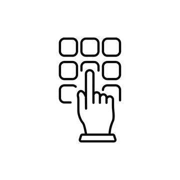 Hand Enter Password on Dial Keypad Line Icon. Security Bank Key Number on A.. Stock Illustration