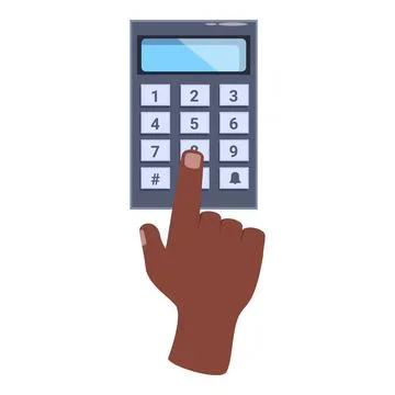 Hand entering code on security keypad with buttons イラスト素材