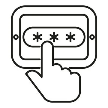 Hand entering password on security access panel 库存插图