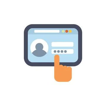 Hand entering password using mobile application for user login Ilustración de archivo